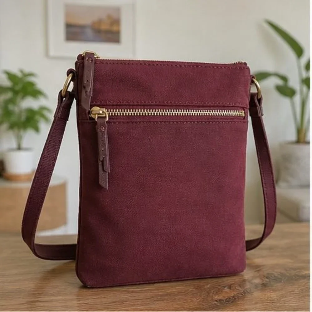Burgundy Canvas Crossbody Bag